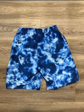 Nike Blue and White Tie-Dye Athletic Shorts